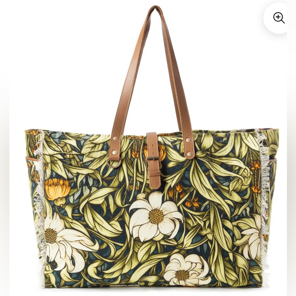 MYRA-Lovely Florals Weekender Bag In Dark Green
